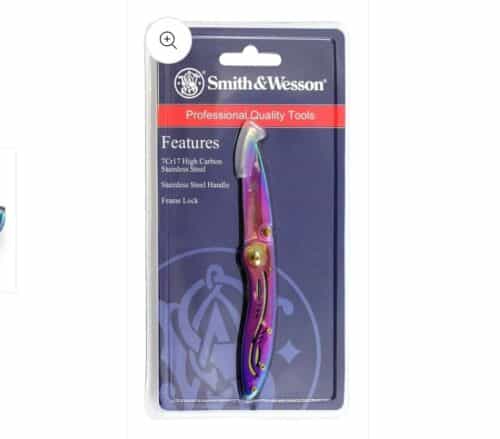 Smith & Wesson S&W CKLPR Bullseye Little Pal Rainbow Folding Knife On Hangers