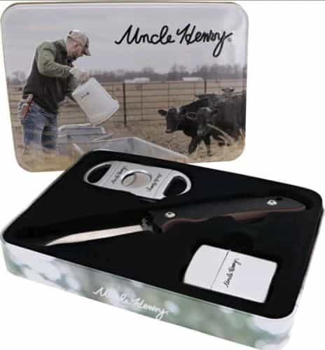 Uncle Henry Fixed Blade Cigar Cutter and Lighter Combo, Clam Pack #1200439