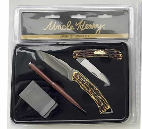 Uncle Henry 2 Piece Fixed and Folder Knife Combo Pen And Money Clip Limited Edit