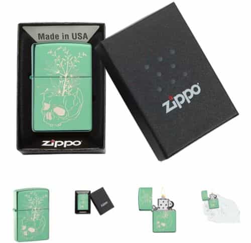 Zippo 49142,  Botanical Pothead Design,  High Polish Green Finish Lighter