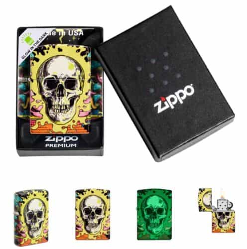 Zippo 48640, Skull Design, 540 Color Process-2 Sided, Glow in Dark Lighter