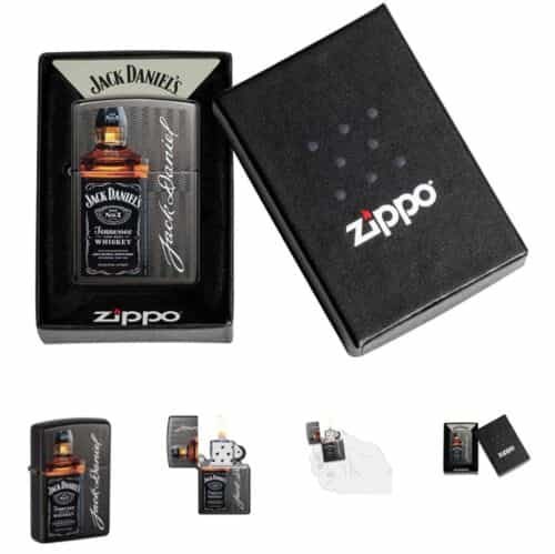 Zippo Windproof Lighter With Jack Daniels Bottle & Signature, 49321, New In Box