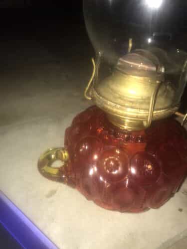 moon-and-stars-vintage-amberina-oil-lamp-with-swirl-glass-chimney-and-wick