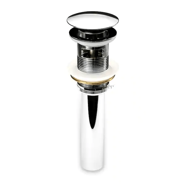 LUXIER DS02-TC 1-5/8 in. Brass Bathroom and Vessel Sink Push Pop-Up Drain Stopper With Overflow in Chrome