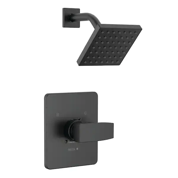 Delta T14267-BL-PP Modern Angular 1-Handle Wall Mount Shower Only Trim Kit in Matte Black (Valve Not Included)