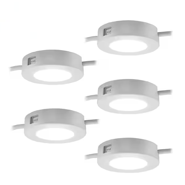 ULTRA PROGRADE 55215-T1 ProLink Plug-in LED Under Cabinet Puck Lights (5-Pack)