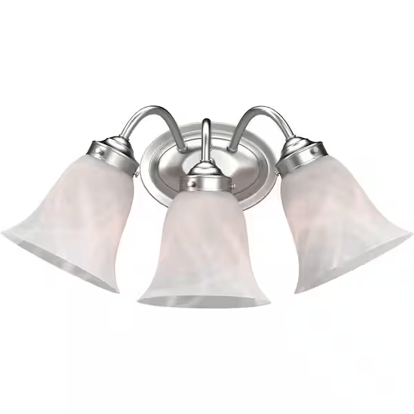 Volume Lighting V1573-33 3-Light Indoor Brushed Nickel Bath or Vanity Light with Alabaster Glass Bell Shades