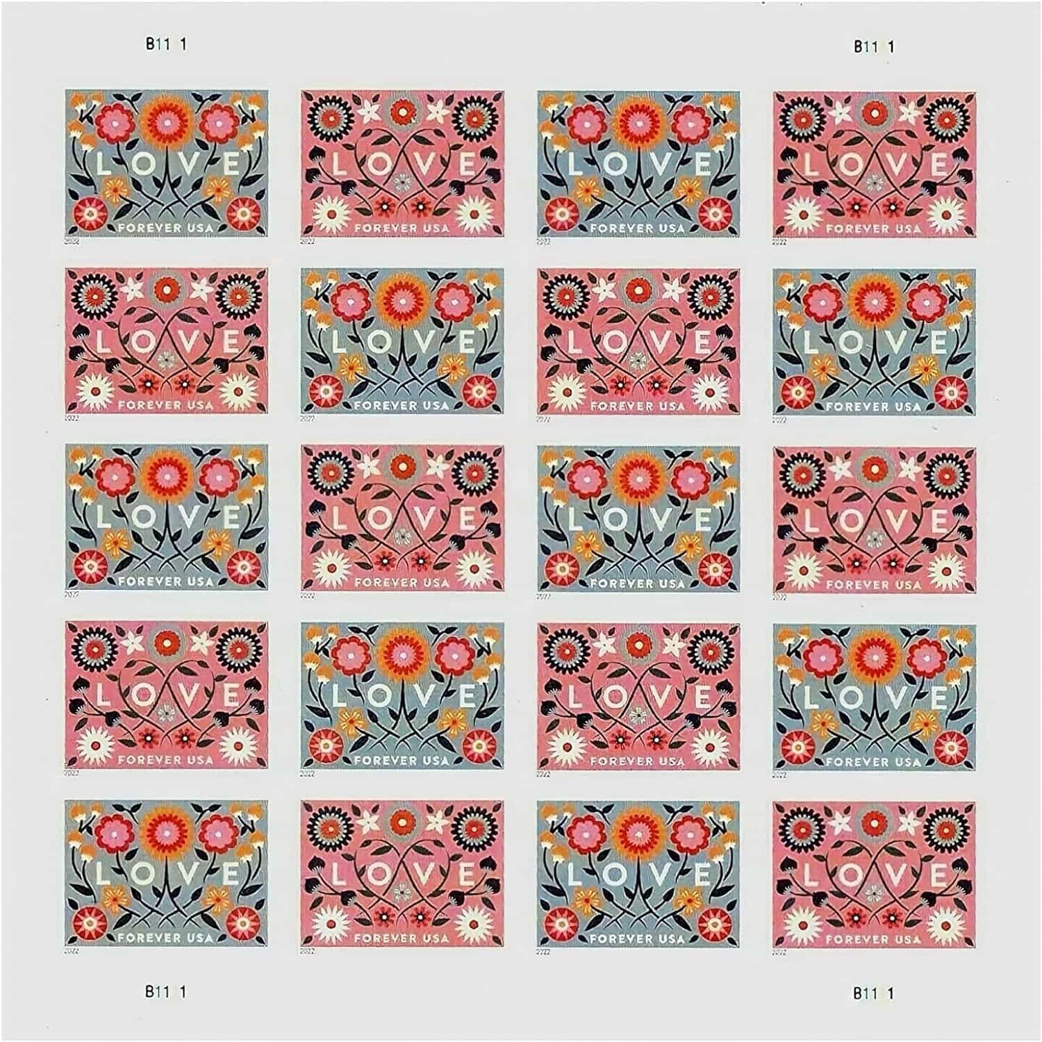 Love 2022 Forever Postage Stamps Sheet of 20 SelfStick