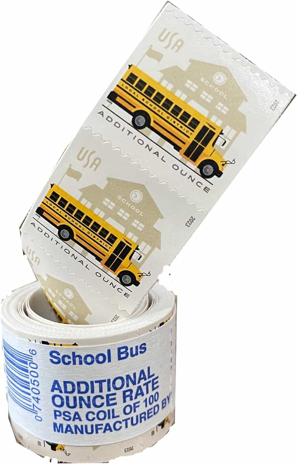 School Bus Additional Ounce USPS Postage Stamps 1 Coil of 100 Stamps