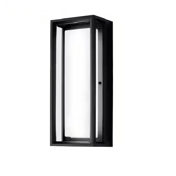 Home Decorators Collection G19226 Rockwood 14.93 in. Black Modern Integrated LED Color Changing Outdoor Wall Lantern Sconce (1-Pack) Powered by Hubspace
