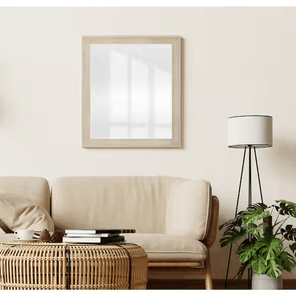 Glacier Bay 4841-28 29 in. W x 33 in. H Rectangular PS Framed Wall Bathroom Vanity Mirror in Wood