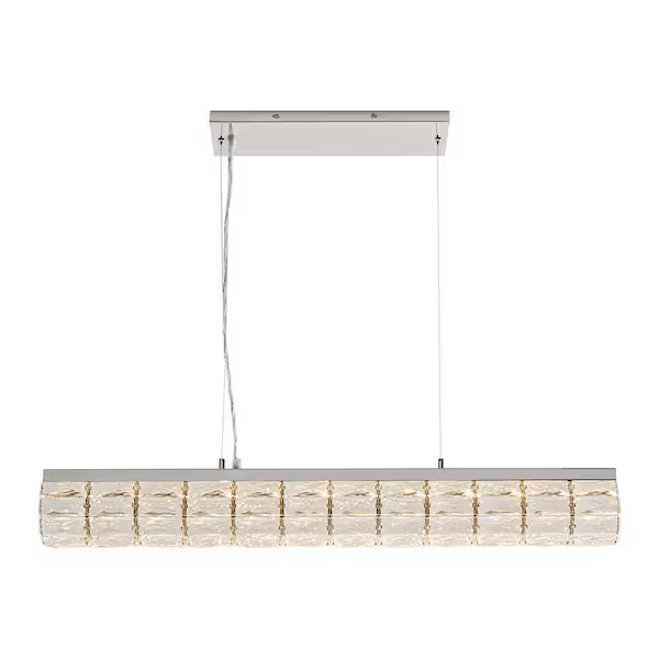 Home Decorators Collection 7151-NDM Keighley 36 in. Integrated LED Chrome Modern Linear Chandelier Light Fixture with Crystal Shade