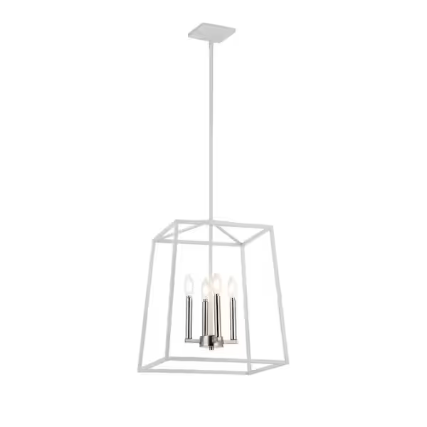 Home Decorators Collection KVV9904AX-01 16 in. W 4-Light Matte White Cage Pendant