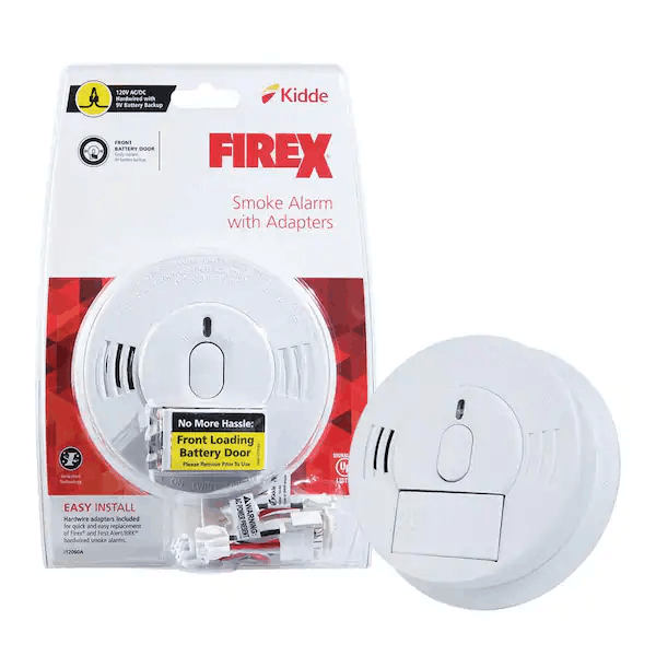 kidde-21029886-firex-smoke-detector-hardwired-with-9-volt-battery-backup-front-load-battery-door-adapters-included-smoke-alarm