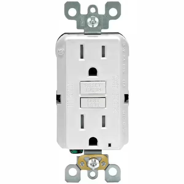 Leviton M42-GFTR1-04W 15 Amp 125-Volt Duplex SmarTest Self-Test SmartlockPro Tamper Resistant GFCI Outlet, White (4-Pack)