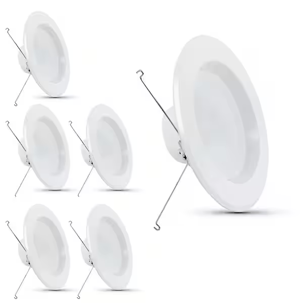 Feit Electric LEDR56XHO/950CA/6 5/6 in. Integrated LED White Retrofit Recessed Light Trim Dimmable CEC High Output Downlight Daylight 5000K, 6-Pack