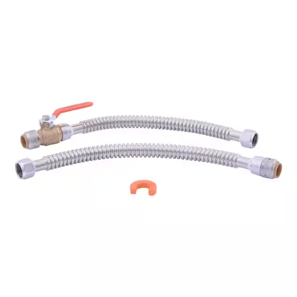 SharkBite UR24680 Max 3/4 in. Push-to-Connect x 3/4 in. FIP Corrugated Stainless Steel Water Heater Connection Kit