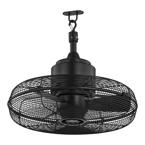 Hampton Bay SFZ-500-2 Conyer 20 in. Indoor/Wet Outdoor 3-Speed Anywhere Fan Matte Black with Convenient Hanging Hook