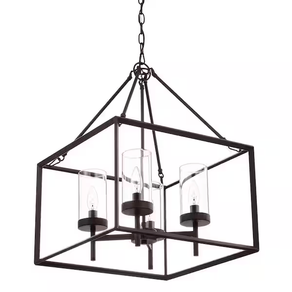 Hampton Bay BAL-P100 Lainey 4-Light Bronze Chandelier Light Fixture with Clear Glass Shades
