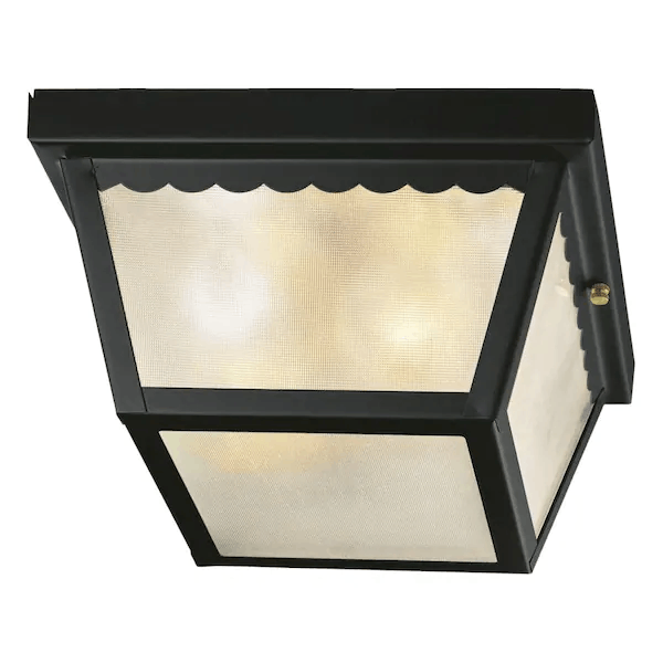 WB0325 2-Light Black Outdoor Flushmount Ceiling Light