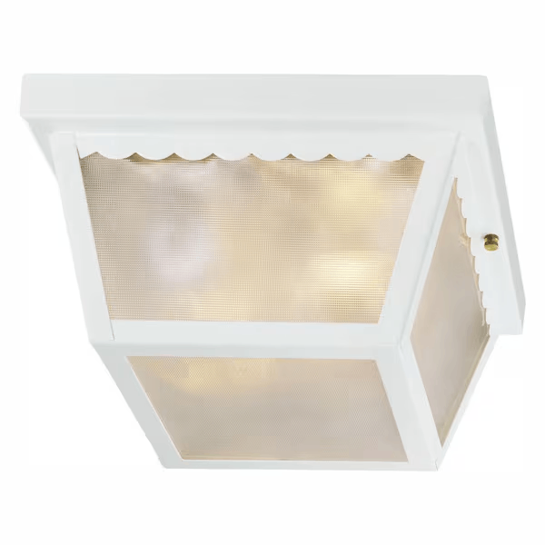 WB0323 2-Light White Outdoor Flush Mount Ceiling Light