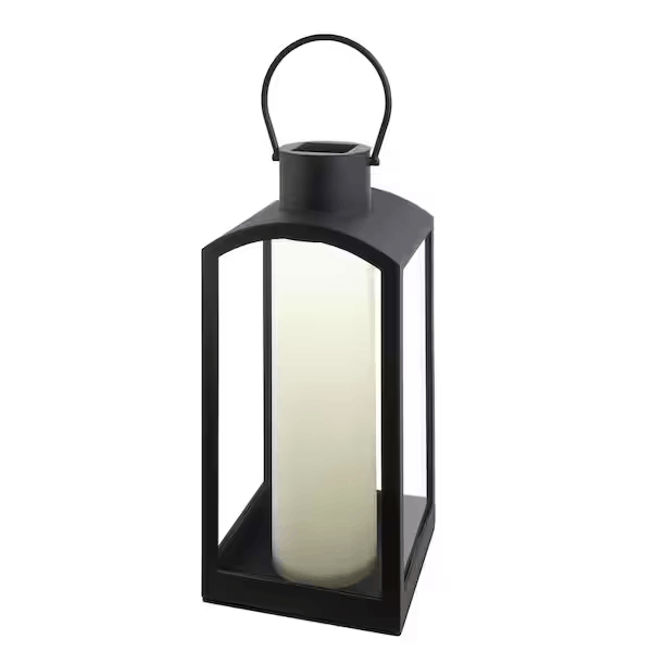 Hampton Bay 23449 Melbourne Black Dusk to Dawn Integrated LED Outdoor Solar Lantern
