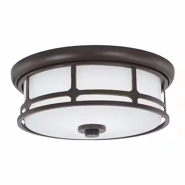 Home Decorators Collection 23954 Portland Court 14 in. Oil Rubbed Bronze LED Flush Mount Ceiling Light