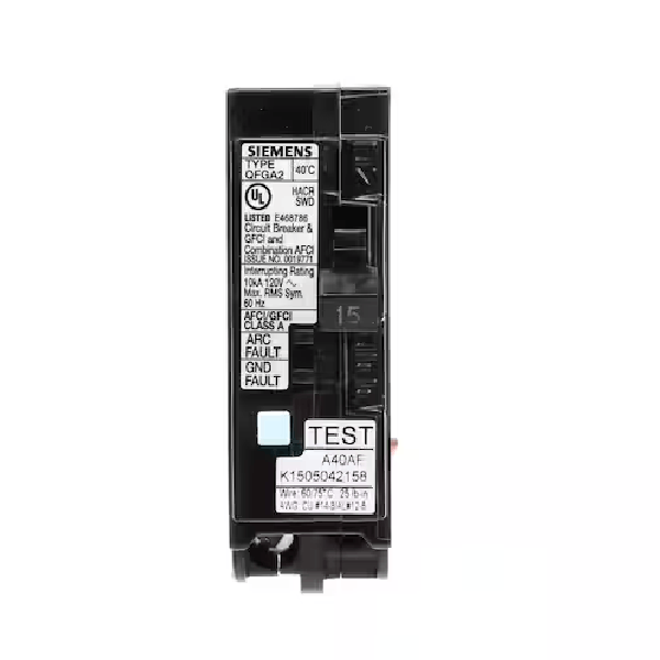 Siemens Q115DFP 15-Amp AFCI/GFCI Dual Function-Circuit Breaker