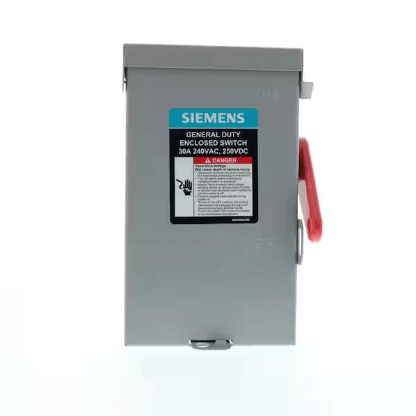 Siemens GF221NAU General Duty 30 Amp 2-Pole 3-Wire 240-Volt Fusible Indoor Safety Switch RBPU