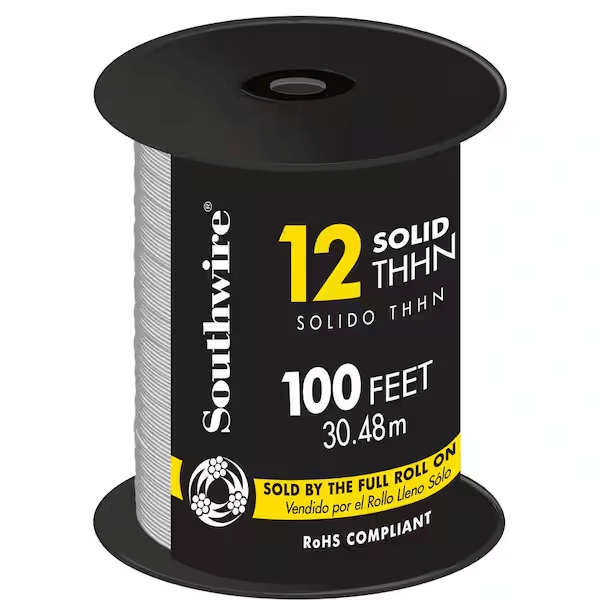 Southwire 11588184 100 ft. 12 White Solid CU THHN Wire