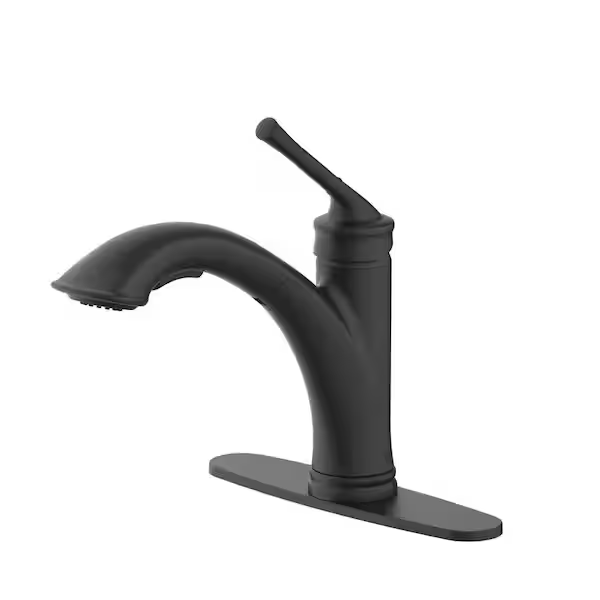 Glacier Bay 1006 743 998 Hemming Single-Handle Pull-Out Sprayer Kitchen Faucet Deckplate Included in Matte Black