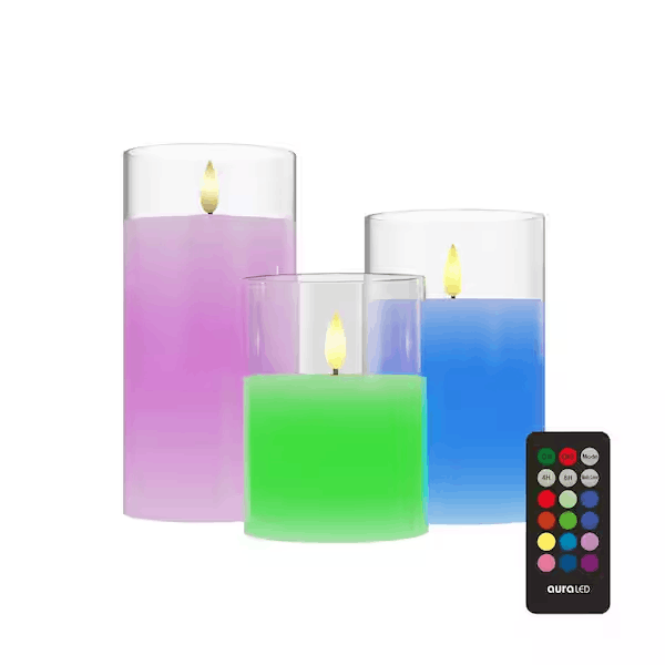 Tzumi 8848HD Aura LED Color Candle Flameless LED Candle (3-Pack)