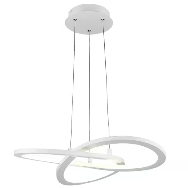 Monteaux Lighting MDN-1574 21 in. Integrated LED White Ringed Modern Pendant Light Fixture