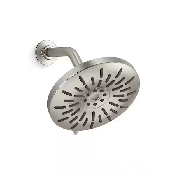 KOHLER K-R24164-G-BN Bellerose 3-Spray Patterns 1.75 GPM 8 in. Wall Mount Fixed Shower Head in Vibrant Brushed Nickel