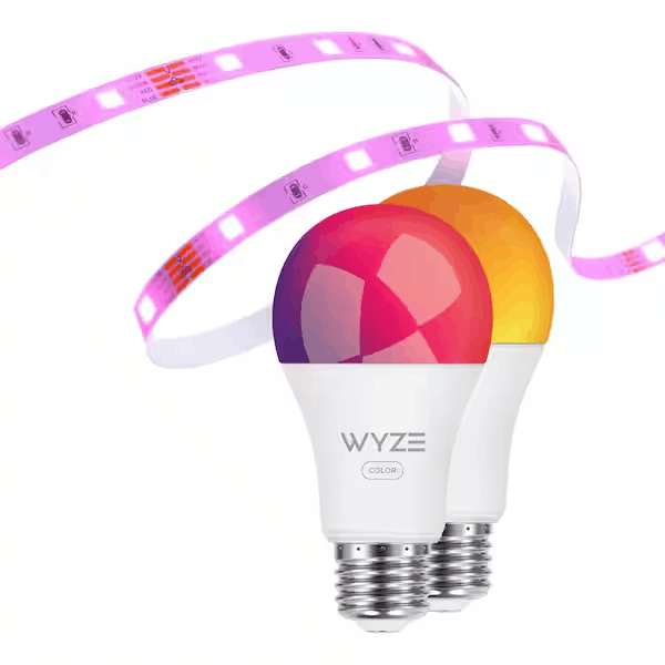 Wyze WLPSLKB Lighting Kit 16.4 ft. Smart Plug-In Color-Changing LED Strip Light and 2 A19 Color Smart Light Bulbs