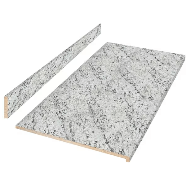 hampton-bay-12349kt08n9476-8-ft-straight-laminate-countertop-kit-included-in-textured-white-ice-granite-with-eased-edge-and-backsplash