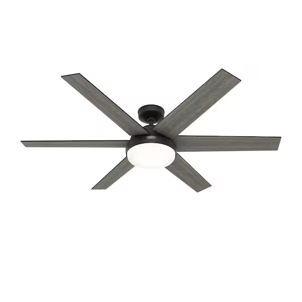 51667 Indoor Matte Black Ceiling Fan with Light Kit and Remote 60 in.
