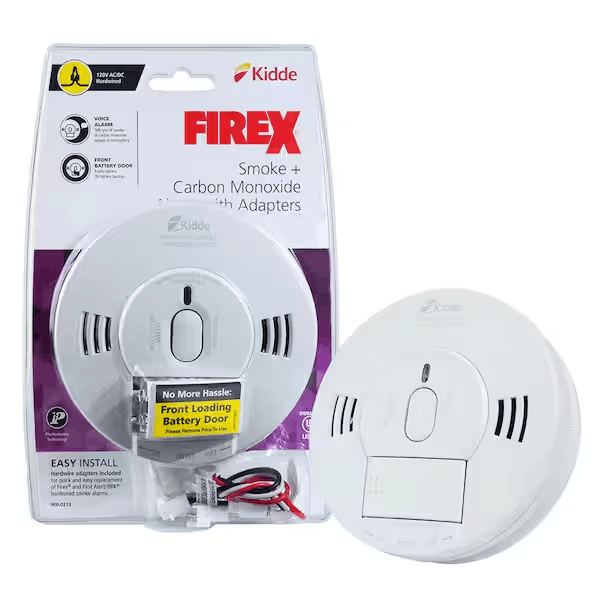 kidde-21029718-firex-hardwired-combination-smoke-and-carbon-monoxide-detector-with-adapters-and-voice-alarm