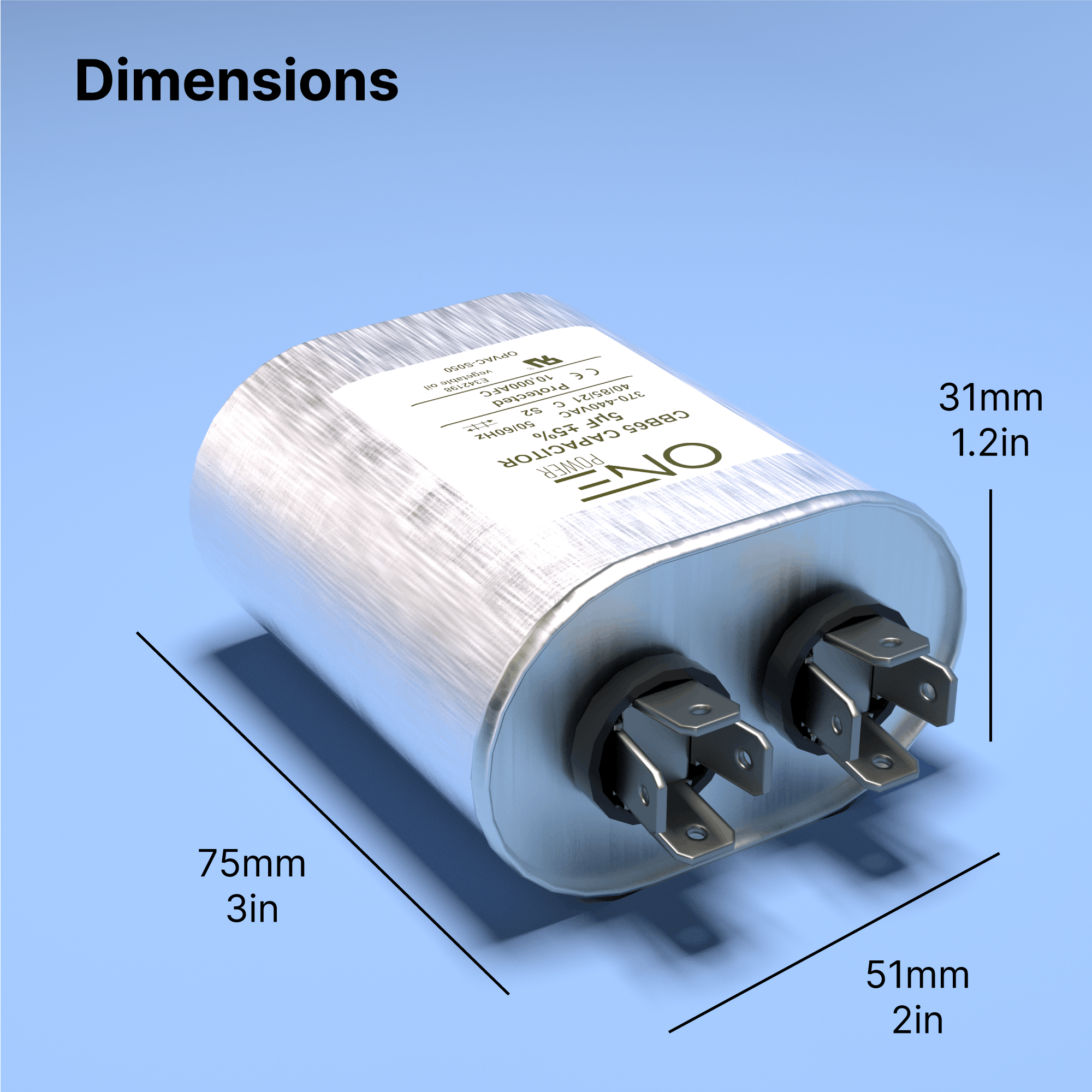 one-power-5-mfd-370v-or-440v-single-run-a-c-capacitor-5-uf-cbb65b-air-conditioner-capacitors-for-ac-unit-fan-motor-start-or-heat-pump-or-condenser-straight-cool