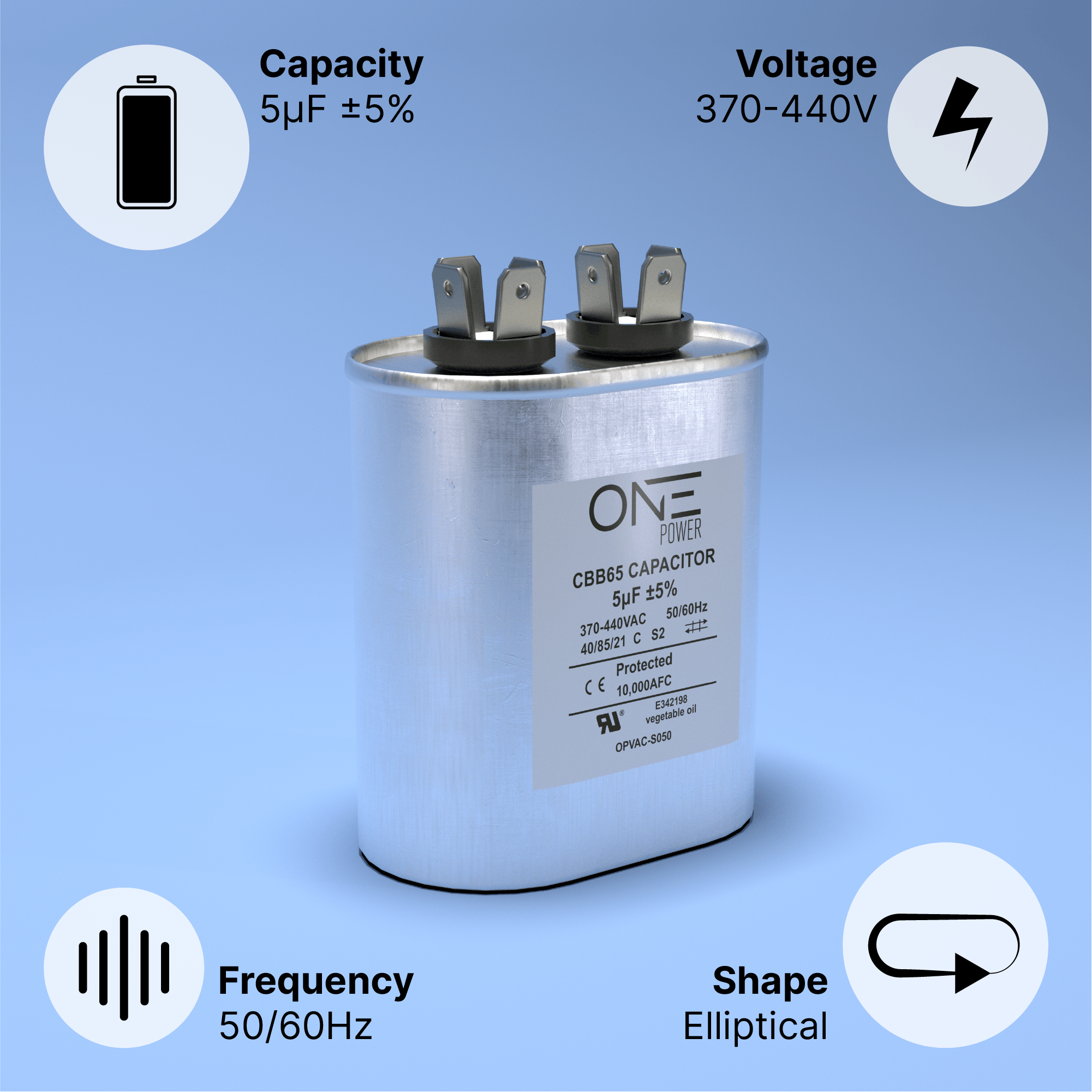 one-power-5-mfd-370v-or-440v-single-run-a-c-capacitor-5-uf-cbb65b-air-conditioner-capacitors-for-ac-unit-fan-motor-start-or-heat-pump-or-condenser-straight-cool