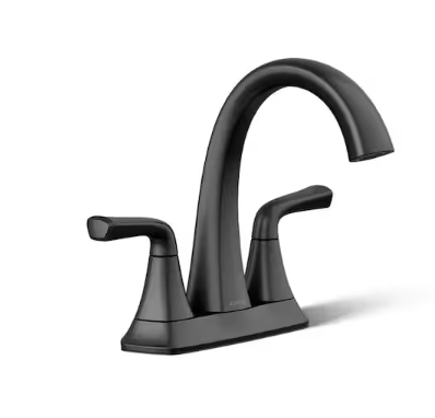 KOHLER K-R28796-4D-BL Sundae 4 in. Centerset 2-Handles Bathroom Faucet in Matte Black