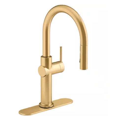 KOHLER K-22972-2MB Crue Single-Handle Pull-Down Sprayer Kitchen Faucet in Vibrant Brushed Moderne Brass