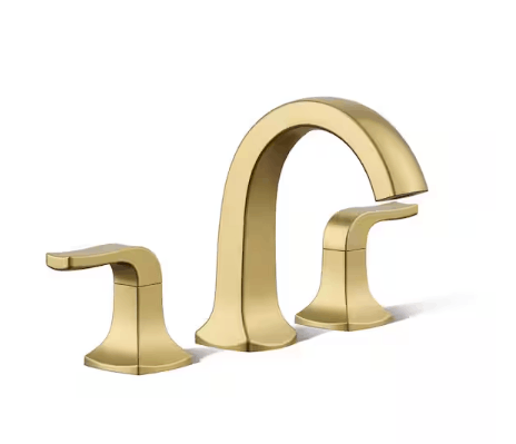 KOHLER R29406-4D-2MB Rubicon 8 in. Widespread Double Handle High Arc Bathroom Faucet in Vibrant Brushed Moderne Brass