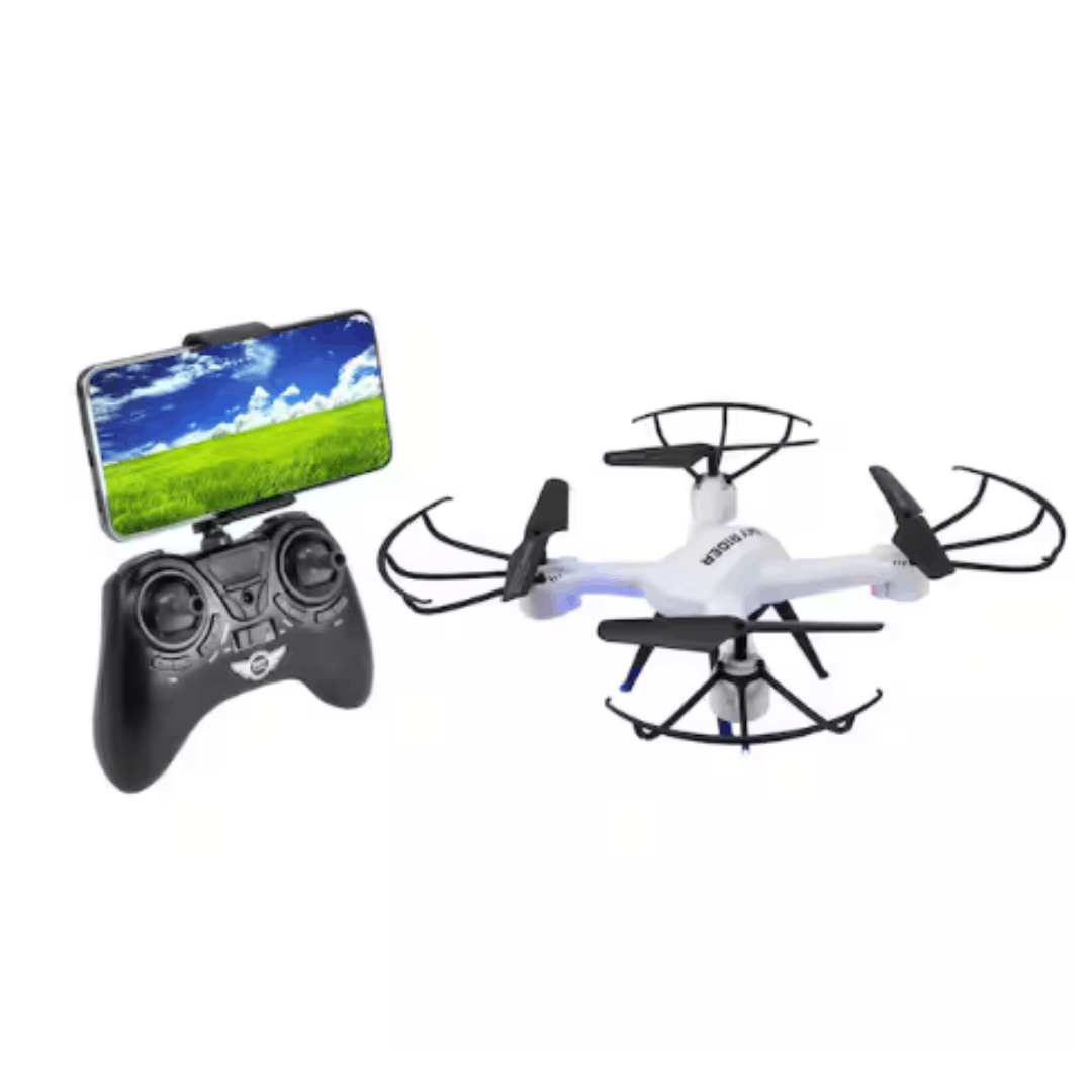 SKY RIDER DRW331W Pro Quadcopter Drone with Wi-Fi Camera, Remote and Phone Holder, White