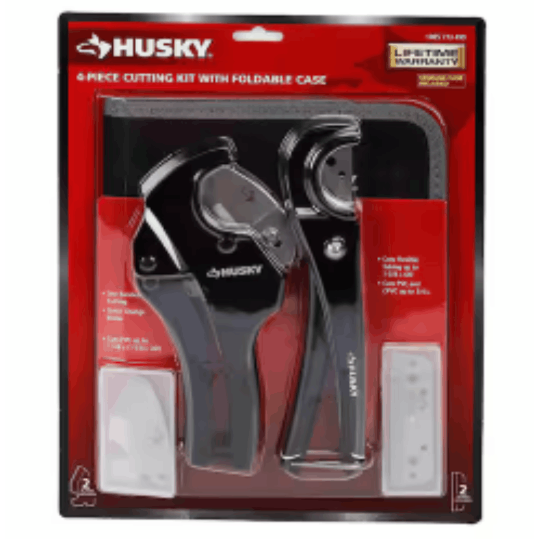 Husky 90279 4-Piece PVC Cutting Kit with Foldable Pouch and Replacement Blades
