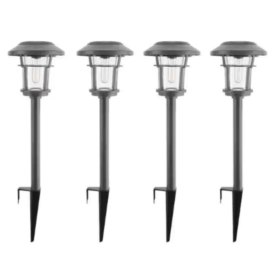 Home Decorators Collection NXT-2364-V-4PK Palmdale 20 Lumen Gray LED Weather Resistant Outdoor Solar Path Light with Glass Lens (4-Pack)