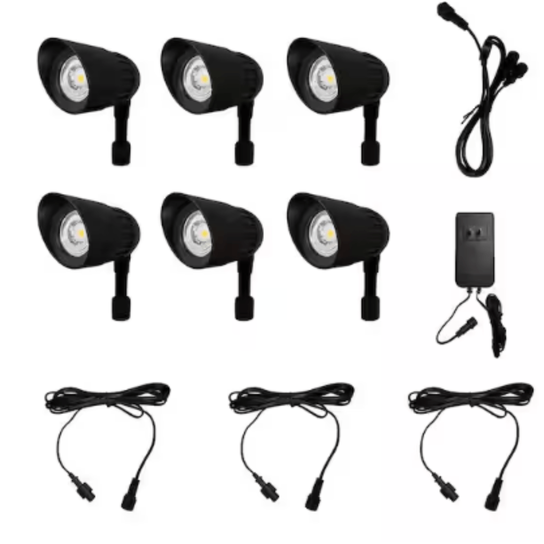 Archipelago Lighting PL-03-07-10FT-05 Low Voltage Black Dusk to Dawn Plug-in-Go Integrated LED Landscape Light Kit with Transformer Included (6-Pack)