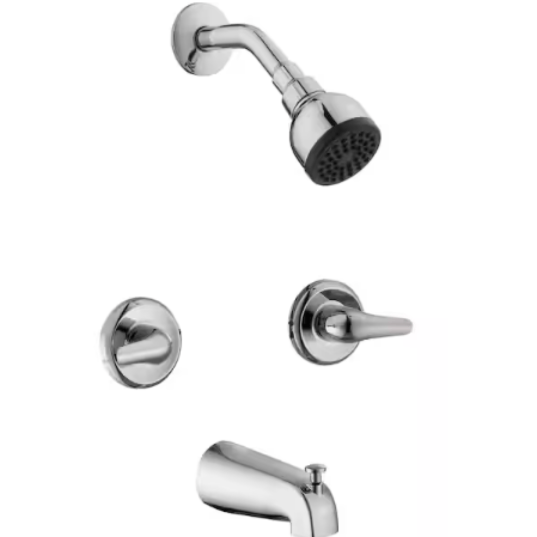 Glacier Bay 1002 910 927 Aragon Double Handle 1-Spray Tub and Shower Faucet 1.8 GPM in Chrome (Valve Included)