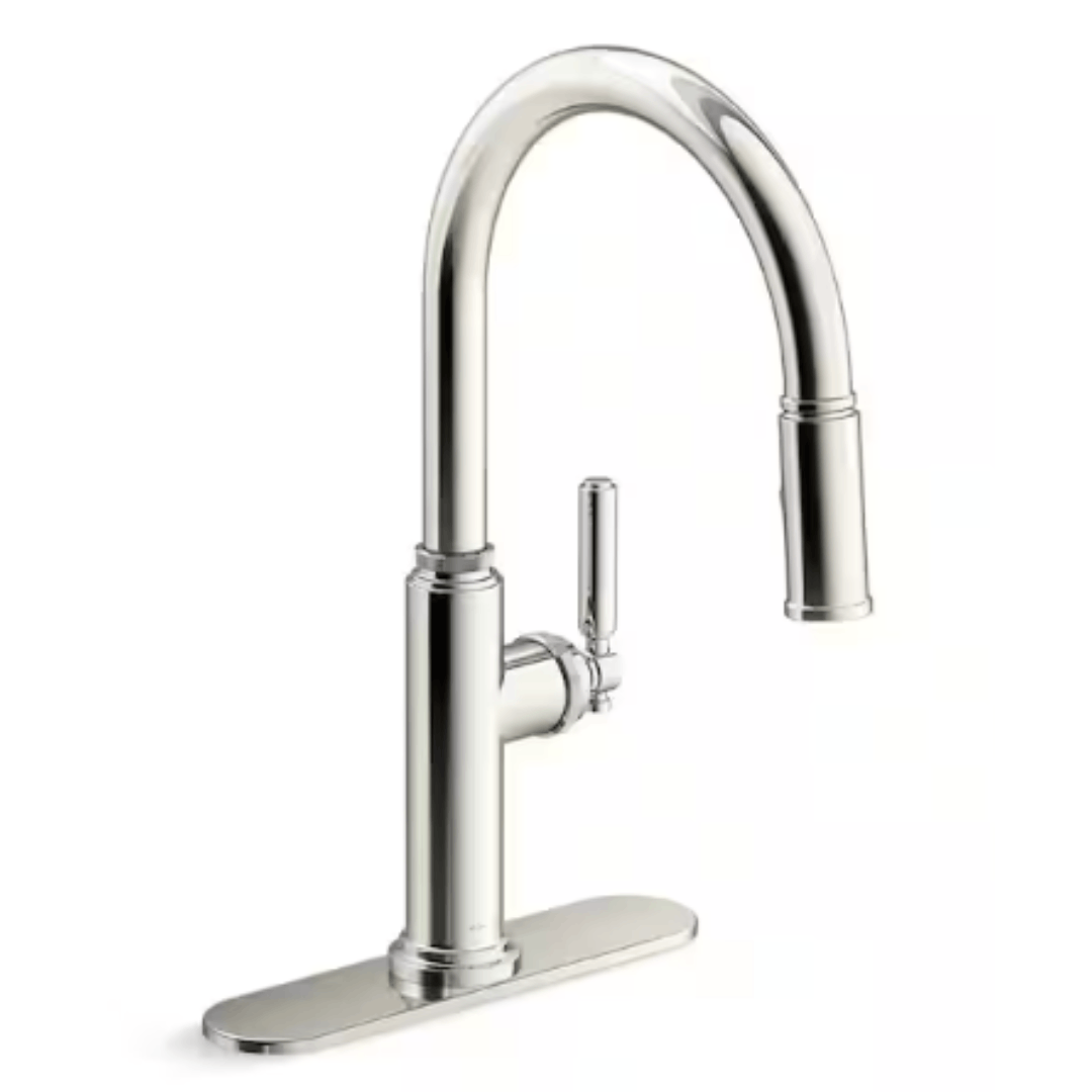 KOHLER R34619-SN Revolv Single Handle Pull Down Sprayer Kitchen Faucet in Vibrant Polished Nickel