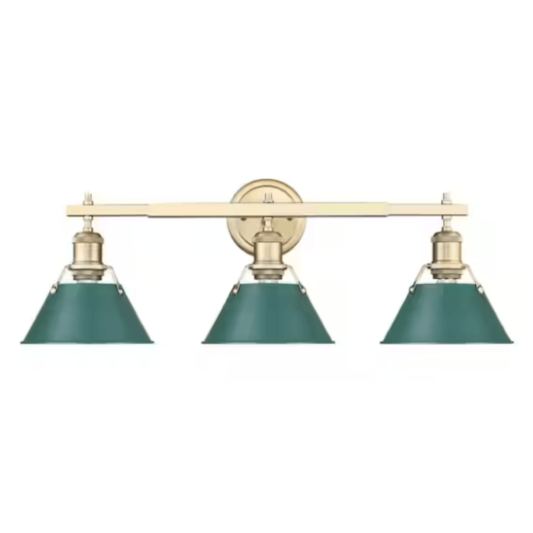 Golden Lighting 3306-BA3 BCB-GN Orwell 8.5 in. 3-Light Gold Vanity Light with Pine Green